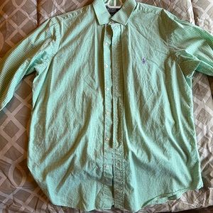 Polo Ralph Lauren button down green gingham shirt
